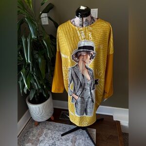 Be Style Women’s Yellow Long Sleeved Dress Fashion Icon